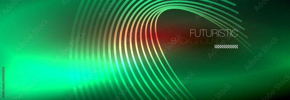 Dark abstract background with glowing neon circles. Trendy layout template for business or technology presentation, internet poster or web brochure cover, wallpaper Dark abstract background with glowing neon circles. Trendy layout template for business or technology presentation, internet poster or web brochure cover, wallpaper