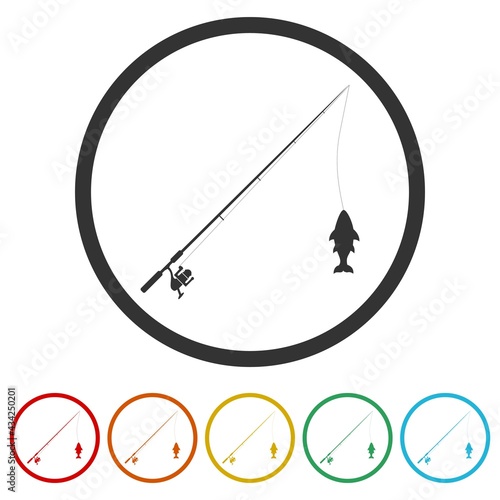Fishing ring icon isolated on white background color set