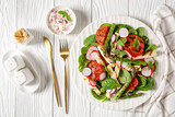 grilled Halloumi cheese, veggies and spinach salad
