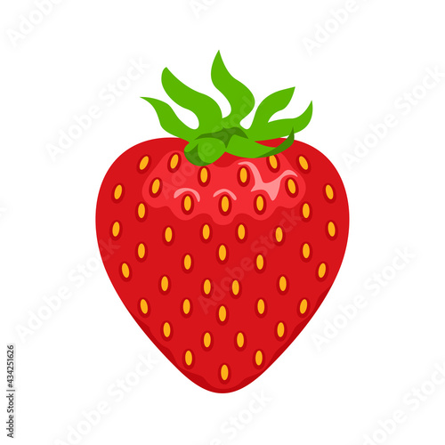 Vector strawberry flat icon. Cartoon simple illustration of fresh red berry.