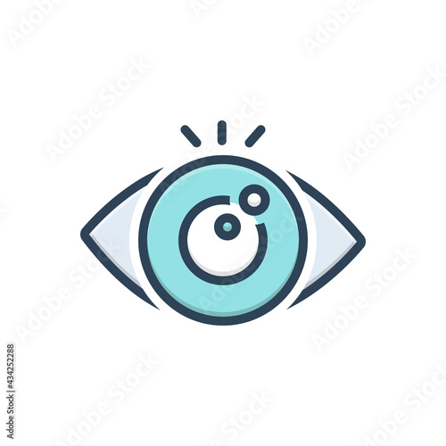 Color illustration icon for eye looking
