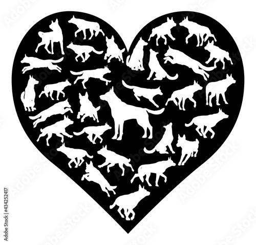 German Shepard Alsatian Dog Heart Concept