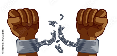 Hands Breaking Chain Shackles Cuffs Freedom Design