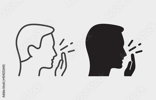 Man coughing icon on white background. Vector illustration.