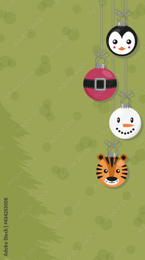 Christmas mobile poster template with baubles. Christmas mobile poster template with baubles.