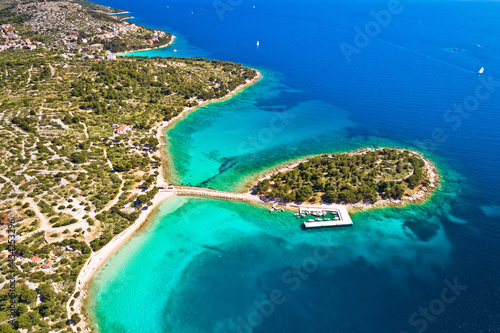 Island of Murter turquoise lagoon beach Podvrske aerial view