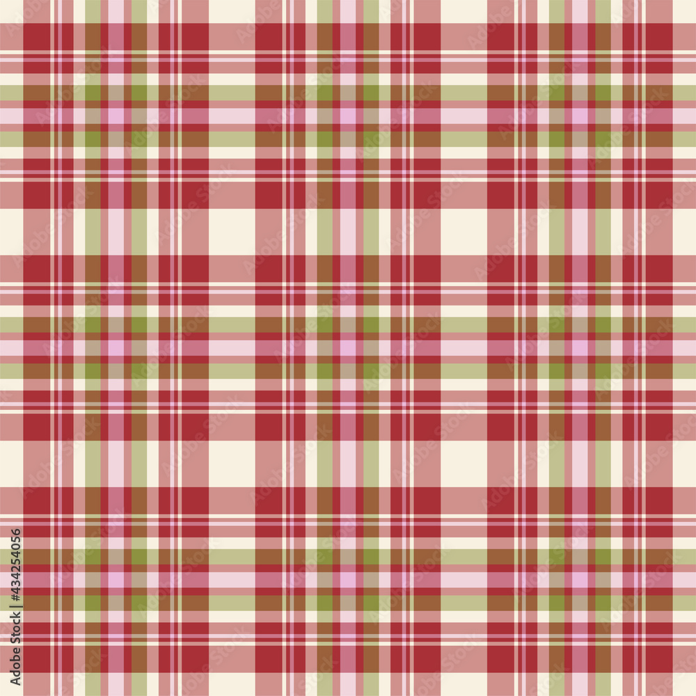 Fototapeta premium Plaid seamless pattern. Vector background of textile ornament. Flat fabric design.