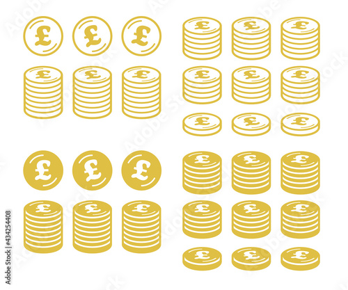 ポンドマークの入ったコインのアイコンセット　金