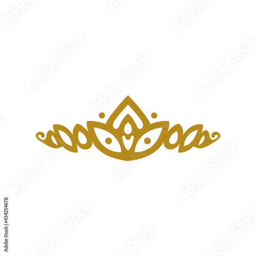 vintage elegant gold tiara logo illustration template design vector in isolated white background