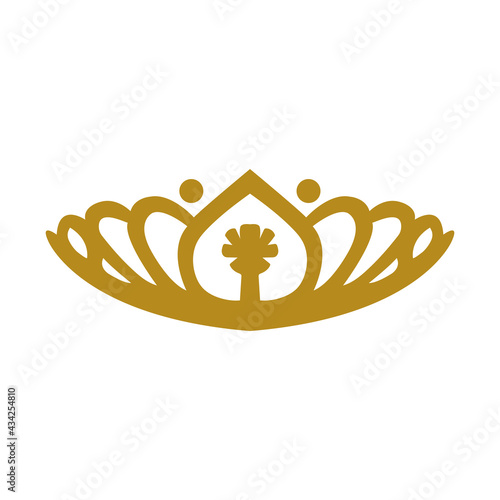 vintage elegant gold tiara logo illustration template design vector in isolated white background