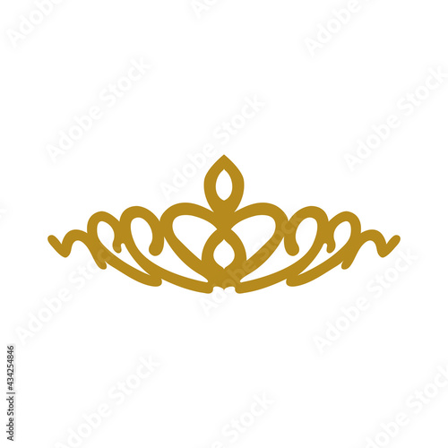 vintage elegant gold tiara logo illustration template design vector in isolated white background
