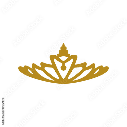 vintage elegant gold tiara logo illustration template design vector in isolated white background