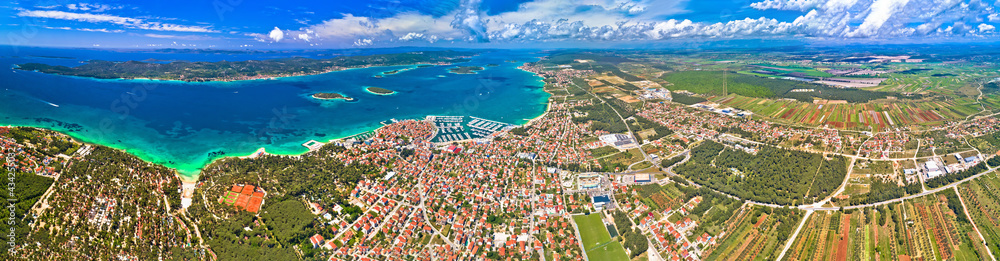 Biograd na Moru archipelago and Ravni Kotari panoramic aerial view