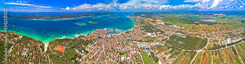Biograd na Moru archipelago and Ravni Kotari panoramic aerial view