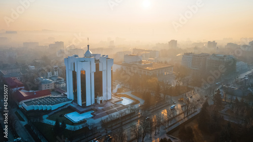 The Presidency building at sunrise in Chisinau, Moldova