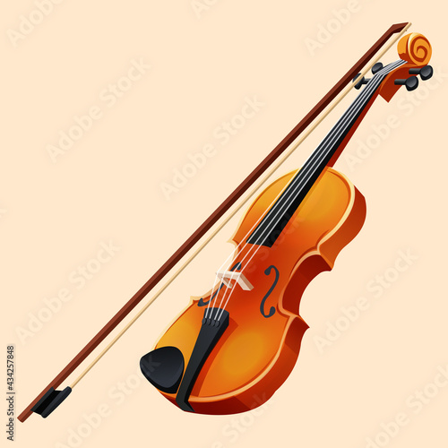 violin and bow instrument music illustration object vector