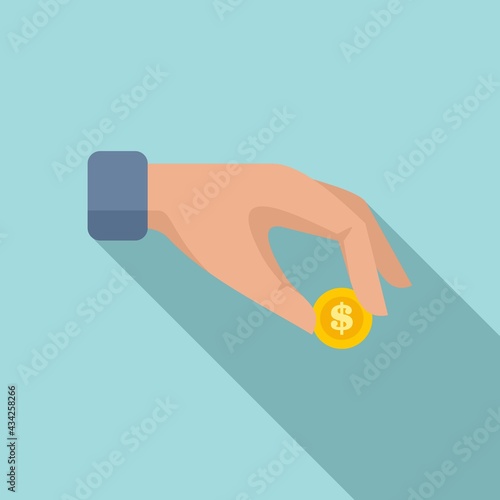 Take coin compensation icon, flat style