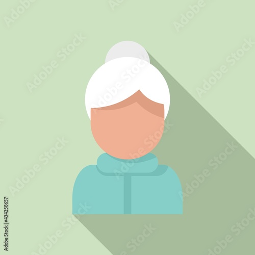 Retirement grandma icon, flat style