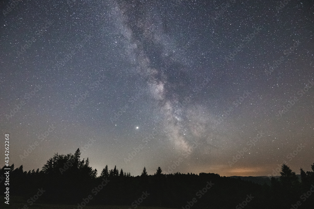 Fototapeta premium Milky Way in Beskid Sadecki, Poland Malopolska