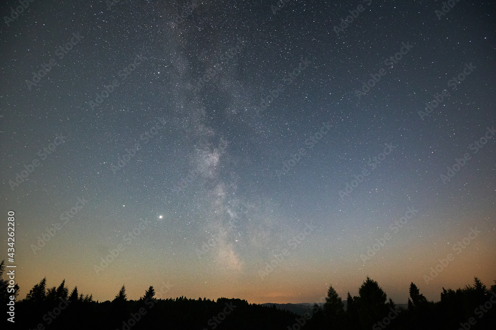 Fototapeta premium Milky Way in Beskid Sadecki, Poland Malopolska
