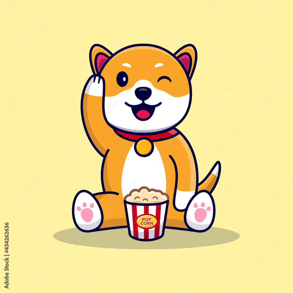 Fototapeta premium Cute little Dog with Popcorn
