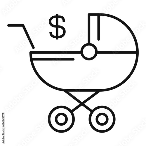 Fototapet Baby pram cash icon, outline style