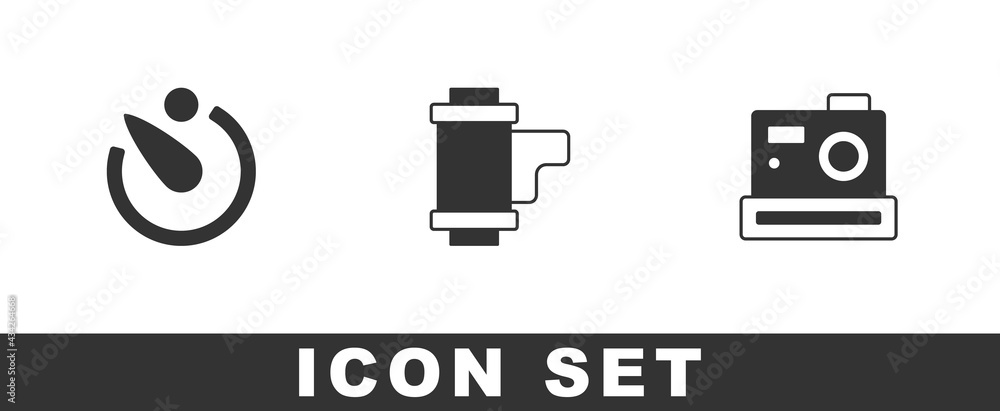 Set Camera timer, roll cartridge and Photo camera icon. Vector Set Camera timer, roll cartridge and Photo camera icon. Vector
