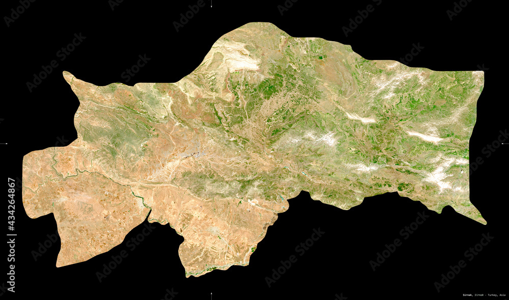 Obraz premium Sirnak, Turkey - black solid. Sentinel-2 satellite