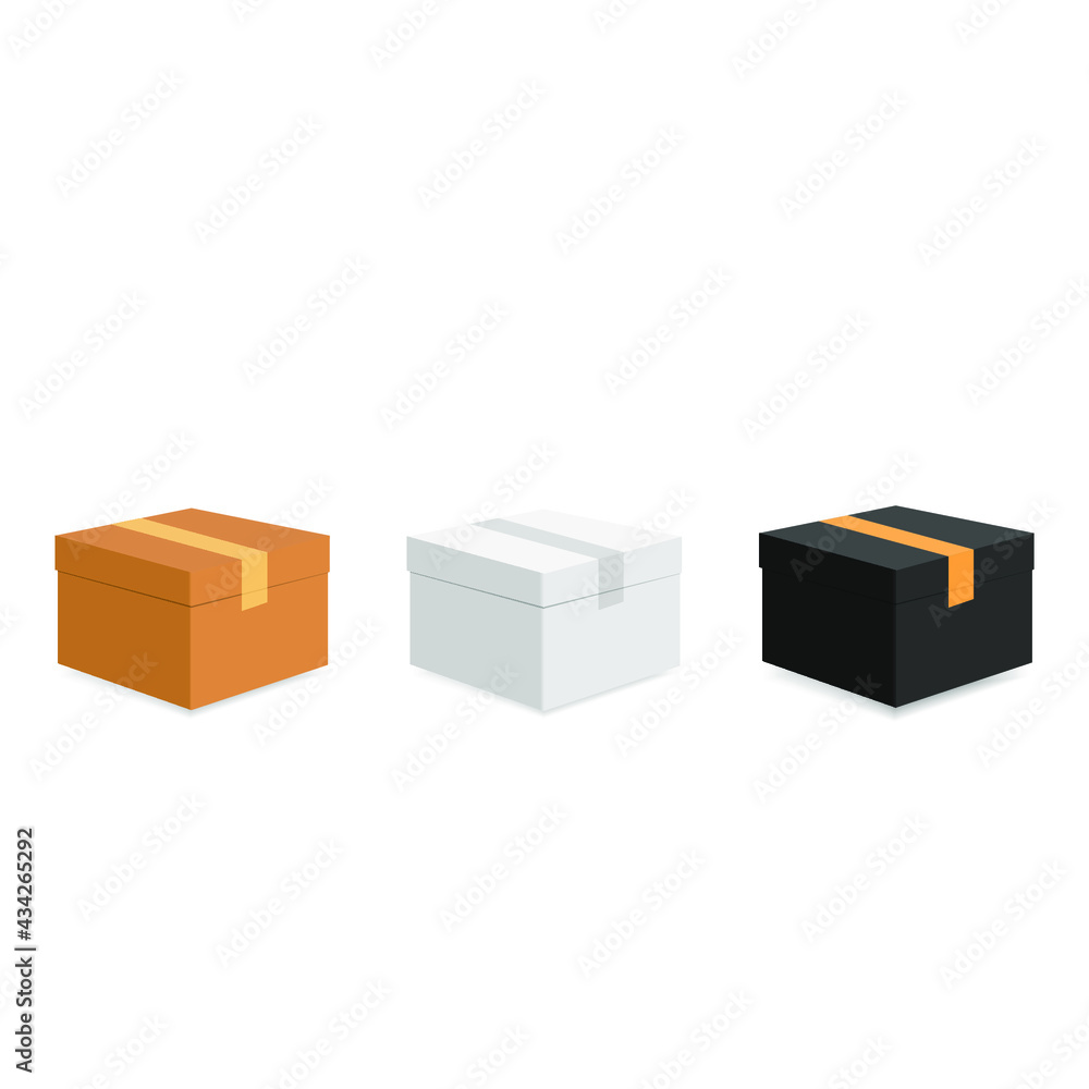 Obraz premium Isometric vector packaging boxes set isolated on white