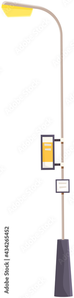 Street lamp isolated on white background. City street lighting element. Large lantern with bright light. City lighting technology. High lamppost with lightbulb inside flat vector illustration Street lamp isolated on white background. City street lighting element. Large lantern with bright light. City lighting technology. High lamppost with lightbulb inside flat vector illustration