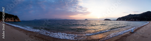 Japan, Naoshima, sunrise over the sea
