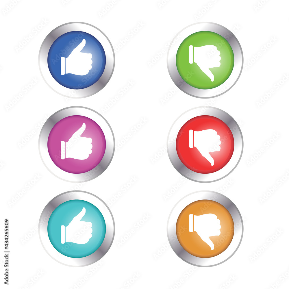 Thumb up and thumb down flat icon. Vector illustration Thumb up and thumb down flat icon. Vector illustration