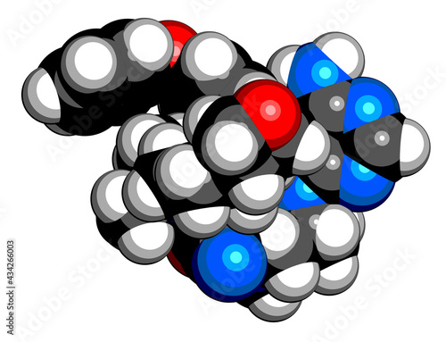 Rilzabrutinib drug molecule. 3D rendering.