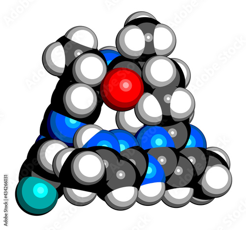 Pralsetinib cancer drug molecule. 3D rendering.