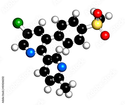 Etoricoxib drug molecule. 3D rendering.