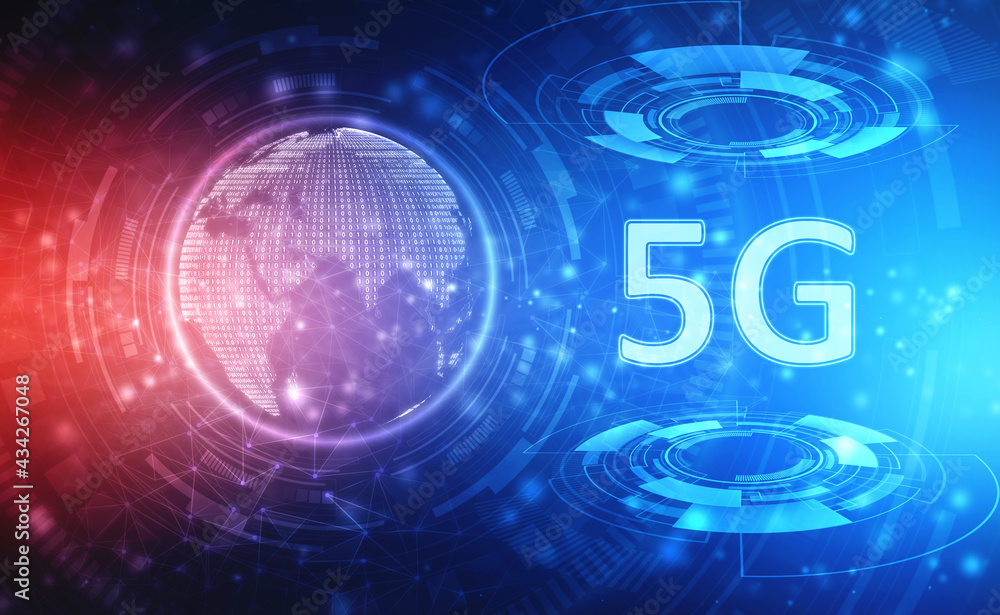 5G internet Network concept background, 5th generation of internet, 5G network wireless with High speed connection