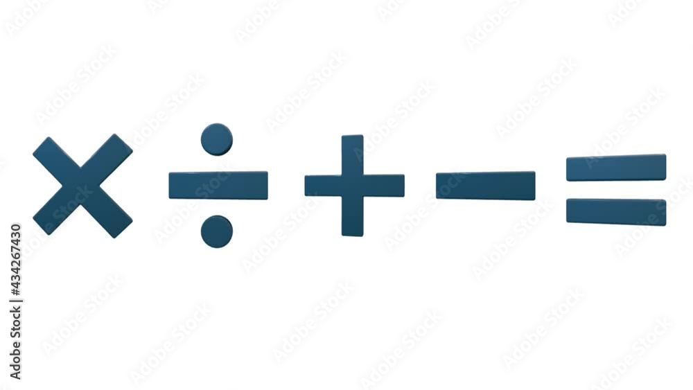 Animation mathematical symbols to add, subtract, divide, multiply and ...