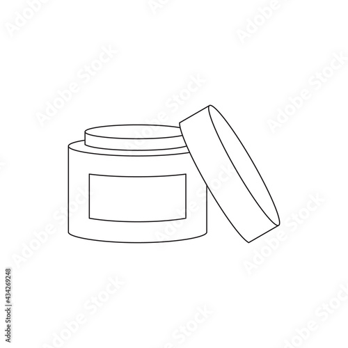 Isoleted cream or gel jar editable vectore icon in black on white color background. Front view. Skincare concept. Beauty product. Can be used for logos, banners, flyers, stickers and posters.