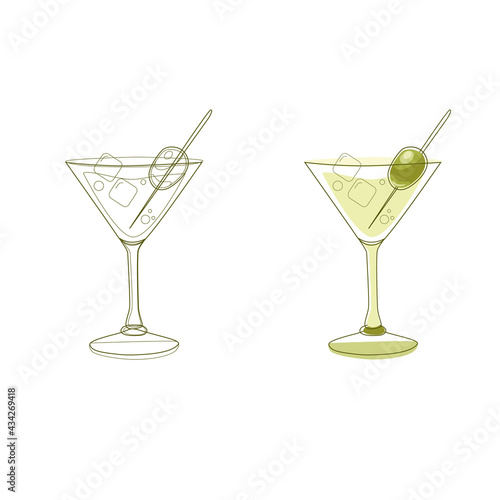 Design of a martini glass with an olive