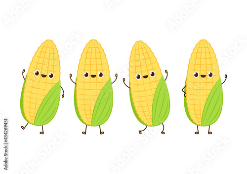 Corn vector. Corn character design. Corn on white background.