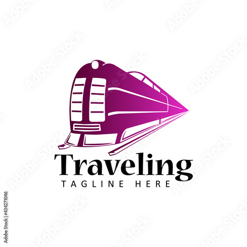 train logo template design vector for agency travel in isolated background