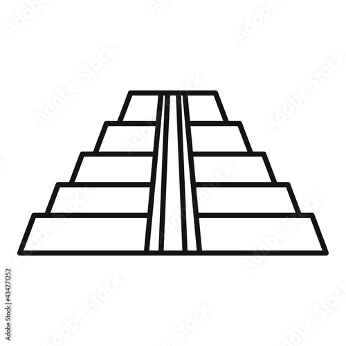Maya pyramid icon, outline style