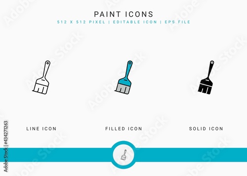 Paint icons set vector illustration with solid icon line style. Color palette design concept. Editable stroke icon on isolated background for web design, user interface, and mobile application