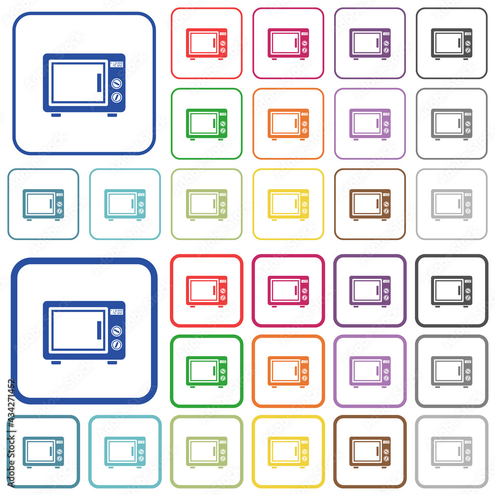 Microwave oven outlined flat color icons