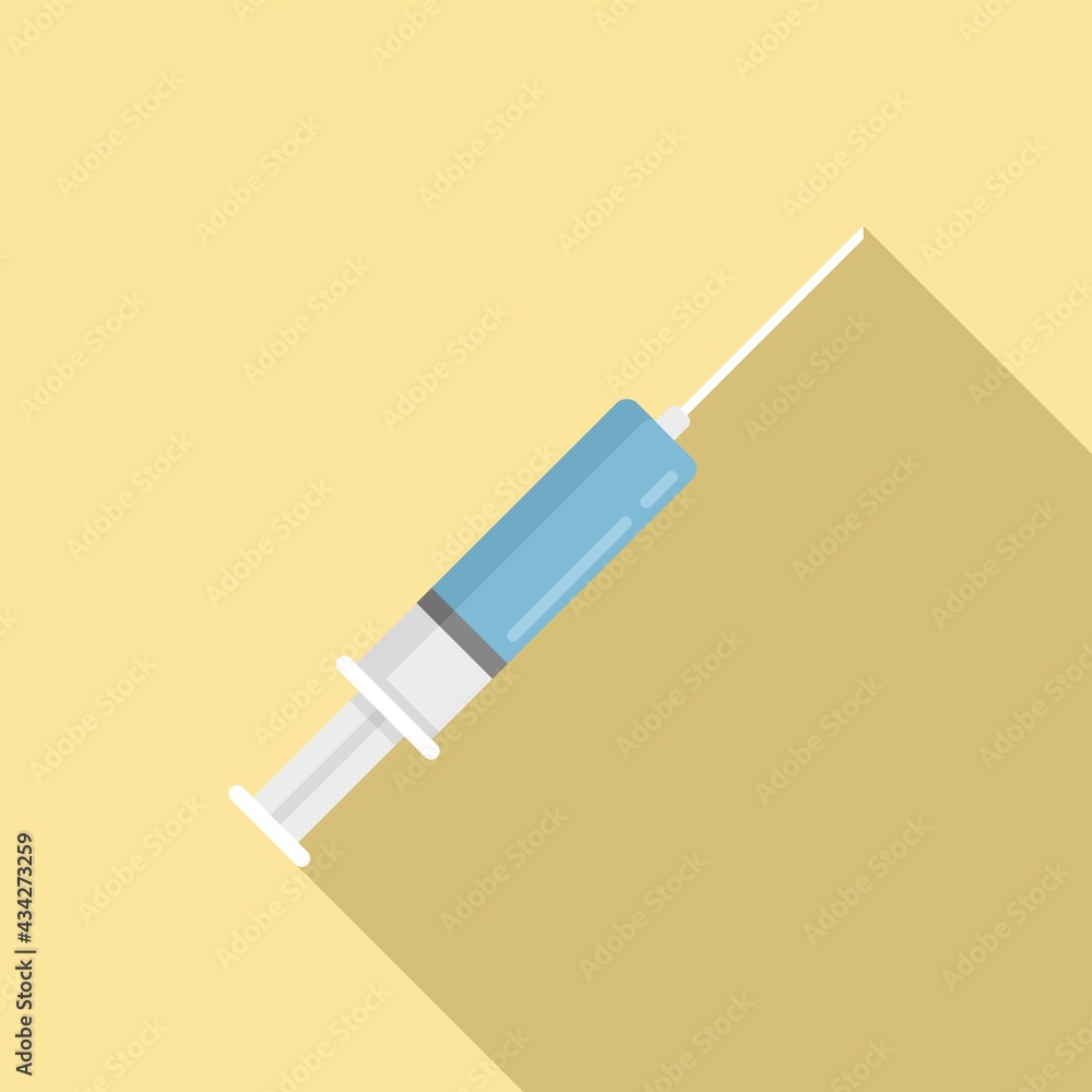 Medical syringe icon, flat style Medical syringe icon, flat style