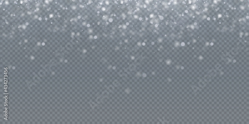 White png dust light.  Abstract winter background from snowflakes blown by the wind on a white transparent background.