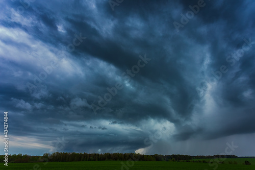 Severe thunderstorm clouds, landscape with storm clouds