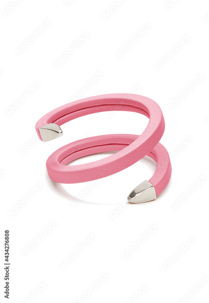 Bracelet pink color on the arm