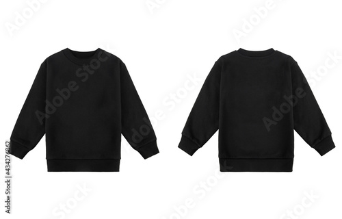 Kid's black sports jacket. Front and back view