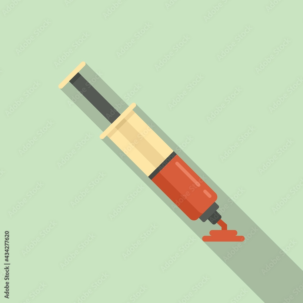 Molecular cuisine syringe icon, flat style Molecular cuisine syringe icon, flat style